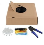 94398 KIT CABLE RESEAU CAT6 NOIR 100M + PINCE A SERTIR + FICHES RJ45 + COLLIERS