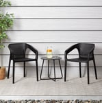 Salon de jardin Extérieur Meuble Patio 3 pcs Table 2 Places en Noir Homestyle4u