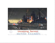 Wee Blue Coo Travel Unceasing Service British Railways Train Fire Wall Art Print