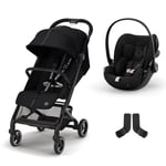 cybex GOLD Sulky Beezy 2 Moon Black inklusive Cloud G bilbarnstol i-Size Moon Black och Adapter