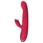 Auto Heated Thrusting Rampant Rabbit Vibrator Licking Dildo Sex Toy Waterproof