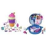 Polly Pocket Coffret Multifacettes Glace​, Mini-Figurines Polly et Lila& Coffret Univers Le Voyage en Arctique, Mini-Figurines Husky, Ours, Polly et Lila, Surprises et Autocollants Inclus