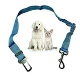 G-MOTIONS PARENCE - Laisse Ceinture de Sécurité pour Chien/Chat/Harnais Animaux de Compagnie pour Les sièges de Voiture- Noir (Bleu)