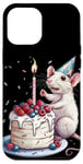 iPhone 13 Pro Max Charming White Rat Birthday with Cake and Party Hat Costume Case