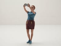 Figurine #702 Selfie Femme Bleu Rouge pour 1:18 Modèles American Diorama