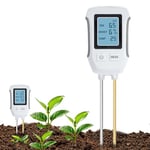 Mcbazel Testeur de Sol ph 3 en 1, Détecteur de Test de Sol Acide-Base, Mesure de Température et d'Humidité avec Affichage LCD Rétroéclairé Compatible avec Le Jardinage/Plantes en Pot/Ferme