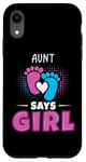 Coque pour iPhone XR Aunt Says Girl Tenue de révélation du sexe pour bébé