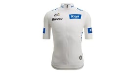 Maillot manches courtes santini tour de france meilleur jeune blanc