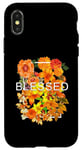 Coque pour iPhone X/XS Graphique orange béni et fleuri