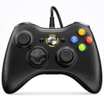 VOYEE Xbox 360 Controller, PC Gaming Controller Wired Xbox Controller Compatible with Microsoft Xbox 360 & Slim/PC Windows 10/8/7, Upgraded Joystick, Double Shock | Enhanced - Black