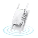 WiFi Extender Booster, Edtiske 1200Mbps WiFi Booster, 5GHz & 2.4GHz Dual Band, 4 Antennas Internet Booster, WiFi Extender with Ethernet Port, UK Plug