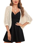 Gyabnw Femme Tricot Gilet Court Veste Chic Elégante Cardigan Manches 3/4 Courte pour Robe T Shirt