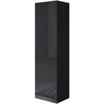 Armoire murale 1 porte Meuble de Rangement suspendu 40x165x29cm 4 compartiments Modèle Luke V4 Noir Finition brillante