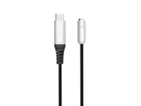 Estuff - Usb-C Till Uttagsadapter För Hörlurar - Minijack Hona Till 24 Pin Usb-C Hane - 30 Cm - Silver