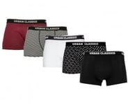 Urban Classics Boxershorts 5-pack i olika mönster (brgd/dblu+wht/blk+wht+logo+blk,M)