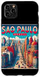 Coque pour iPhone 11 Pro Max Sao Paulo Souvenirs Brésil Voyage Vintage Retro City Skyline