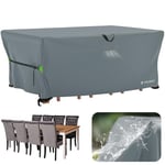 Velway Housse Salon de Jardin Imperméable - Housse Table de Jardin avec Boucles Coupe-Vent Protection pour Tous Les Temps pour Table et Chaise d'extérieur (Gris,242x162x100cm)