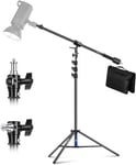 NEEWER Support d'éclairage Aluminium à Coussin d'air, Réglable de 9,8ft/3m avec Bras de Flèche, Contrepoids, Sac de Sable, Vis 1/4" de Softbox, Flash Studio, Parapluie, Anneau Lumineux, Max.5kg