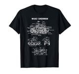 World War 2 American Tank M4A3 Sherman blueprint T-Shirt