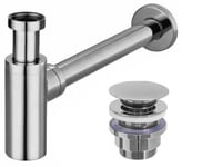 Siphon de lavabo + bonde clic-clac REA chrome