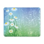 Abstract Grunge Flowers on Blue Background Rectangle Non Slip Rubber Mousepad, Gaming Mouse Pad Mouse Mat for Office Home Woman Man Employee Boss Work