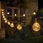 LED Garden String Lights Set of 10 Firefly Festoon Bright White Waterproof Globe