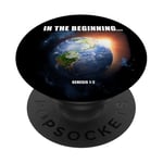 In The Beginning - Genesis 1-2 Creation Bible Verse Graphic PopSockets PopGrip Adhésif