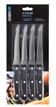 Chef Aid Stainless Steel Serrated Steak Knife Set, Set of 4 Durable Multipurpose Kitchen Knives with Comfort Grip, Ergonomic - Non-Slip, Rust Resistant, Sharp Dinner Table Knife Set, Black