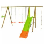 Portique balançoire avec toboggan - Bois et Métal - H2,30m - MAKUTA  