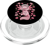 Axolotl kawaii aux cerises et fleurs de cerisier sakura PopSockets PopGrip pour MagSafe