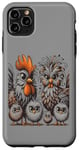 Coque pour iPhone 11 Pro Max Art de poulet amusant coloré d'Eagerlys, Crazy Chicken Family