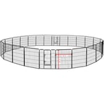Parc Enclos Cage pour Chiens Chiots Animaux Lapin Métal Solide Petigi 24 Panneaux 100 cm