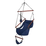 Bonnlo Upgraded Hammock Hanging Swing Chairs,Unique Swing Seat Air Sky Chair w/ Fuller Pillow,Drink Holder,Footrest for Garden Yard Patio Porch Tree Indoor/Outdoor (Blue)