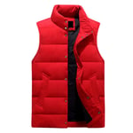 DUOER home Couleur de Couleur Unie Collier Homme Down Gilet Hiver Hiver Chaud et Froid de Grande Taille Vest en Coton à la Mode à la Mode Plusieurs Couleurs Disponibles (Color : Red, Taille : M)