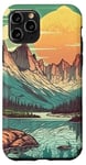 Coque pour iPhone 11 Pro Rocky Mountain Lake Vintage Paysage graphique