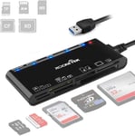 Lecteur De Carte Usb 3.0 7-En-1 Sd/Tf/ /Ms/Xd/Micro Sd - 5 Go/S - Compatible Avec Windows/Linux/Mac Os/Vista