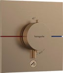 hansgrohe ShowerSelect Comfort E - Mitigeur thermostatique avec 1 sortie additionnelle, Robinet encastré avec arrêt de sécurité (SafetyStop) à 40°C, Thermostat carré, 1 sortie, Bronze brossé