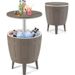 Table Glacière 37L pour Jardin 3 en 1 avec Plateau Télescopique, Seau à Glace d'Extérieur pour Cocktails Bière Convient aux Piscines Terrasses, ø 48