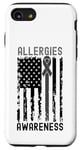 Coque pour iPhone SE (2020) / 7 / 8 Ruban gris pour la sensibilisation aux allergies - Drapeau américain