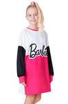 Barbie Oversized Hoodie, Sweater Dress for Girls (White/Pink, 4-5 Years)