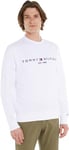 Tommy Hilfiger Men Tommy Logo Sweatshirt without Hood, White (White), XL