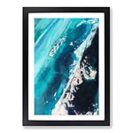 Big Box Art The Falling Blue in Abstract Framed Wall Art Picture Print Ready to Hang, Black A2 (62 x 45 cm)