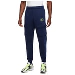 Nike Air HM0180-410 Pantalon Cargo en Polaire pour Homme, Bleu Nuit/Bleu Fluo, Taille L