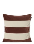 Lexington Home Block Striped Organic Cotton Velvet Pillow Cover Brun