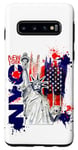 Coque pour Galaxy S10 T-shirt Cool New York City Statue Of Liberty With USA Flag