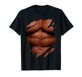 Six Pack Abs Muscles Big Chest Black Man Dark Skin T-Shirt