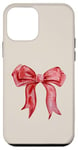 iPhone 12 mini iPhone Aesthetic Beige and Red Bow Holiday Phone Case Case