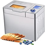 MEYKEY Machine à pain d'une capacité jusqu’à 900 g, Programmes intelligents et automatiques, 3 tailles de pain, 550W, 36 x 22 x 30 cm, Argenté