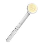 Brosse pour le corps pliable en silicone, brosse de bain à long manche pour voyage, brosse de douche antidérapante avec poils ultra doux (gris)