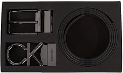 Calvin Klein Men Gift Set Belt with two Buckles, Brown (Black/Brown), 90